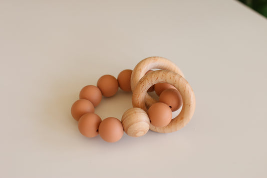 Baby wooden bead teether