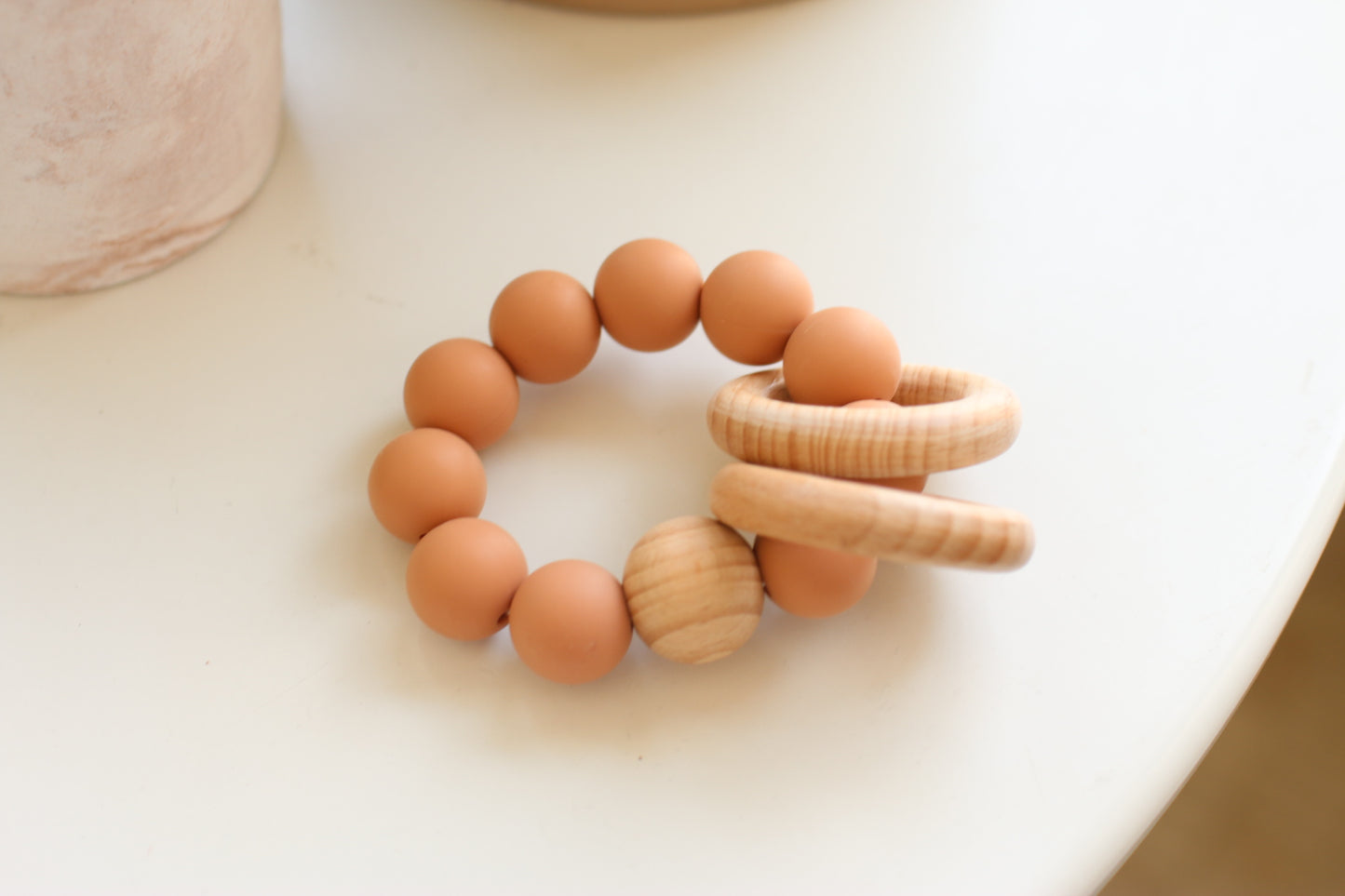 Baby wooden bead teether