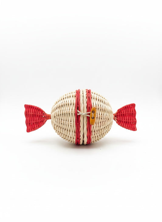 سلة خيزران طبيعي مع تعبئة | أحمر (طلب مُِسبق)